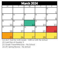 District School Academic Calendar for Oakdale School for March 2024