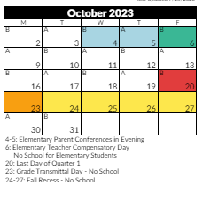 District School Academic Calendar for Oakdale School for October 2023