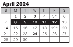 District School Academic Calendar for Peter Kirk Elementary for April 2024