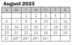 District School Academic Calendar for Benjamin Franklin Elementary for August 2023