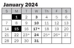 District School Academic Calendar for Benjamin Franklin Elementary for January 2024