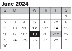 District School Academic Calendar for Peter Kirk Elementary for June 2024