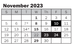 District School Academic Calendar for John J. Audubon Elementary for November 2023