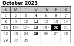 District School Academic Calendar for Benjamin Franklin Elementary for October 2023