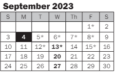 District School Academic Calendar for Louisa May Alcott Elementary for September 2023