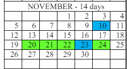 District School Academic Calendar for Battle Mountain Junior High School for November 2023