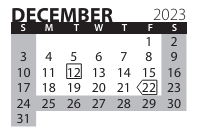 District School Academic Calendar for Lincoln Southeast High School for December 2023