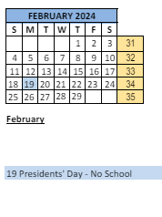 District School Academic Calendar for Sunnyside Elementary Sch for February 2024