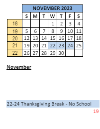 District School Academic Calendar for Winding Ridge Elementary School for November 2023