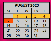 District School Academic Calendar for Star Academy for August 2023