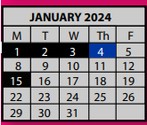 District School Academic Calendar for Star Academy for January 2024