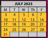 District School Academic Calendar for Star Academy for July 2023