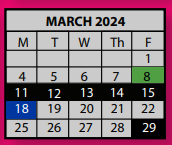 District School Academic Calendar for Circles Of Success Learning Academy for March 2024