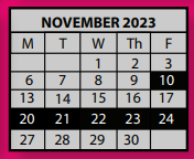 District School Academic Calendar for Cordova Middle School for November 2023