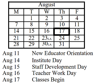 District School Academic Calendar for Naperville North High School for August 2023