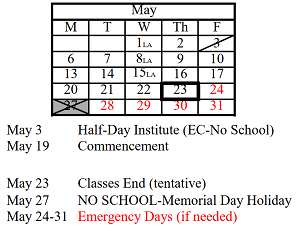 District School Academic Calendar for Naperville North High School for May 2024