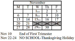 District School Academic Calendar for Naperville North High School for November 2023