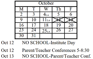 District School Academic Calendar for Naperville North High School for October 2023