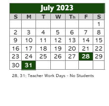 District School Academic Calendar for New Albany Senior High School for July 2023