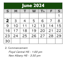 District School Academic Calendar for Grant Line School for June 2024