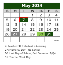 District School Academic Calendar for Greenville Elementary School for May 2024