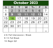 District School Academic Calendar for Greenville Elementary School for October 2023