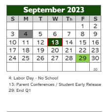 District School Academic Calendar for Nathaniel Scribner Middle School for September 2023