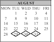 District School Academic Calendar for Bear Creek Elementary for August 2023