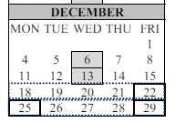 District School Academic Calendar for Sunrise Elementary for December 2023