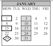 District School Academic Calendar for Bear Creek Elementary for January 2024