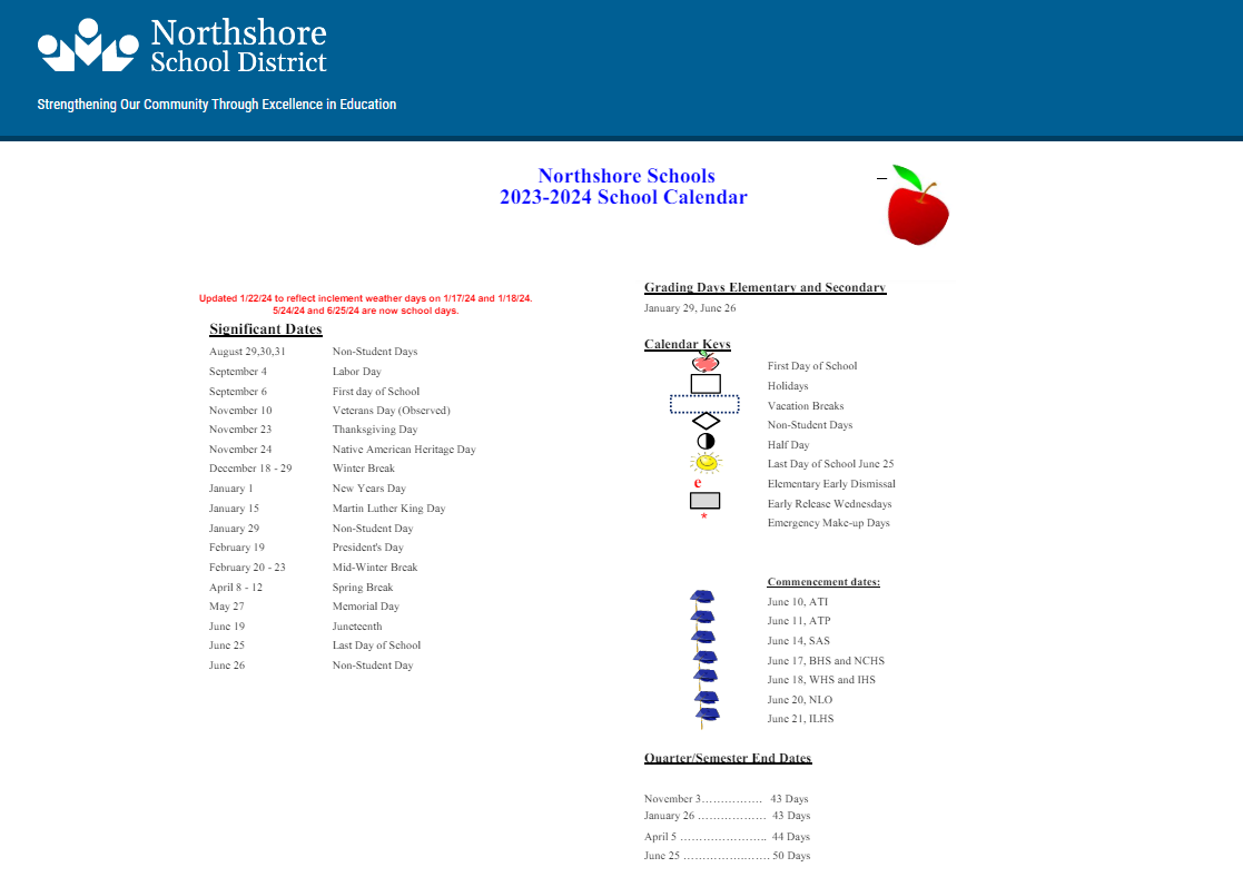 District School Academic Calendar Key for Bear Creek Elementary