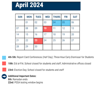 District School Academic Calendar for Mcmichael Morton Sch for April 2024