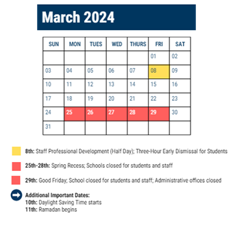 District School Academic Calendar for Constitution HS for March 2024