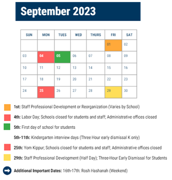 District School Academic Calendar for Gompers Samuel Sch for September 2023