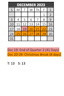 District School Academic Calendar for Greenville Elementary School for December 2023