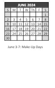 District School Academic Calendar for W. T. Cheney Elementary School for June 2024