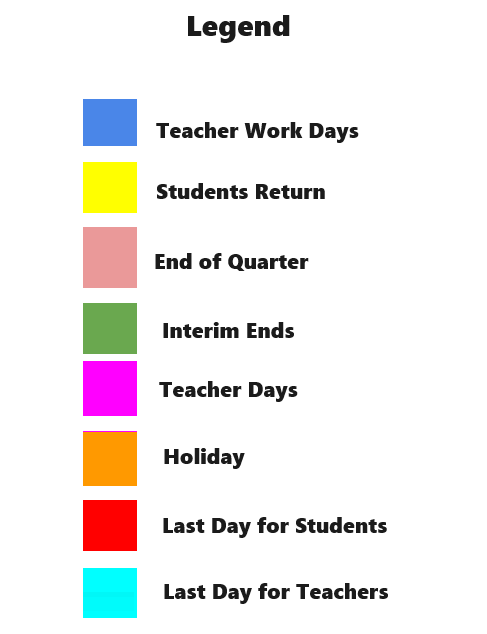 District School Academic Calendar Legend for Greenville Elementary School