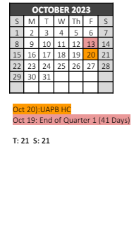 District School Academic Calendar for W. T. Cheney Elementary School for October 2023