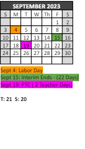 District School Academic Calendar for Indiana Street ELEM. School for September 2023