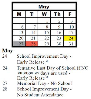 District School Academic Calendar for Charles Reed Elementary Sch for May 2024