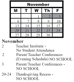 District School Academic Calendar for Charles Reed Elementary Sch for November 2023