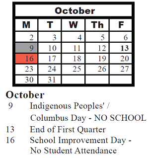 District School Academic Calendar for Charles Reed Elementary Sch for October 2023