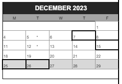 District School Academic Calendar for Sellwood Middle School for December 2023