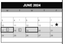 District School Academic Calendar for Ockley Green Middle School for June 2024