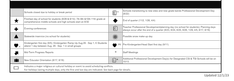 District School Academic Calendar Key for Llewellyn Elementary School