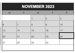 District School Academic Calendar for Sunnyside Environmental School for November 2023