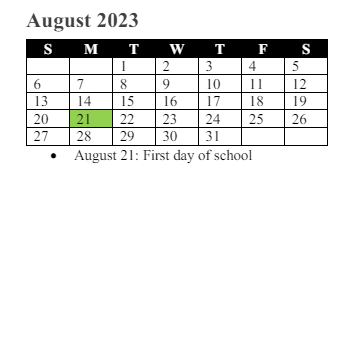 District School Academic Calendar for Lake Ridge Elementary for August 2023