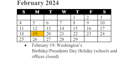 District School Academic Calendar for Lake Ridge Elementary for February 2024