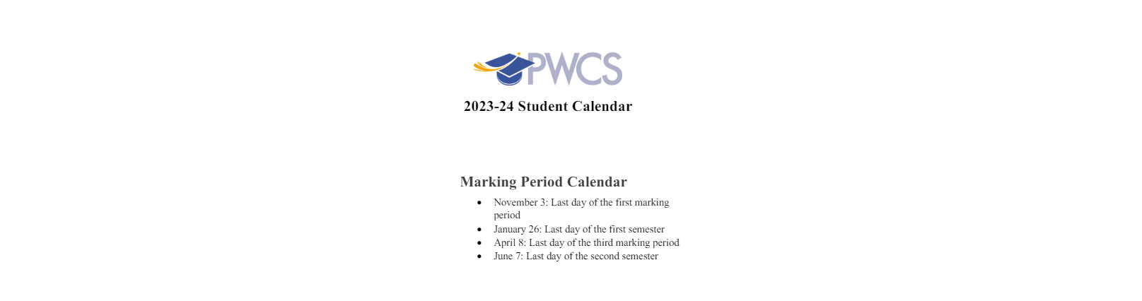 District School Academic Calendar Key for Westridge Elementary