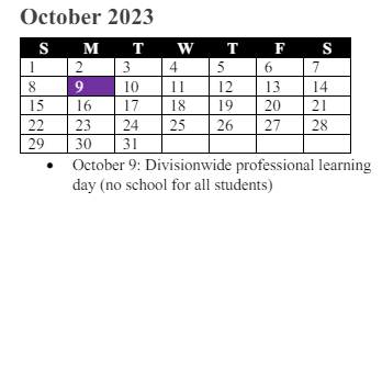 District School Academic Calendar for Marumsco Hills Elementary for October 2023